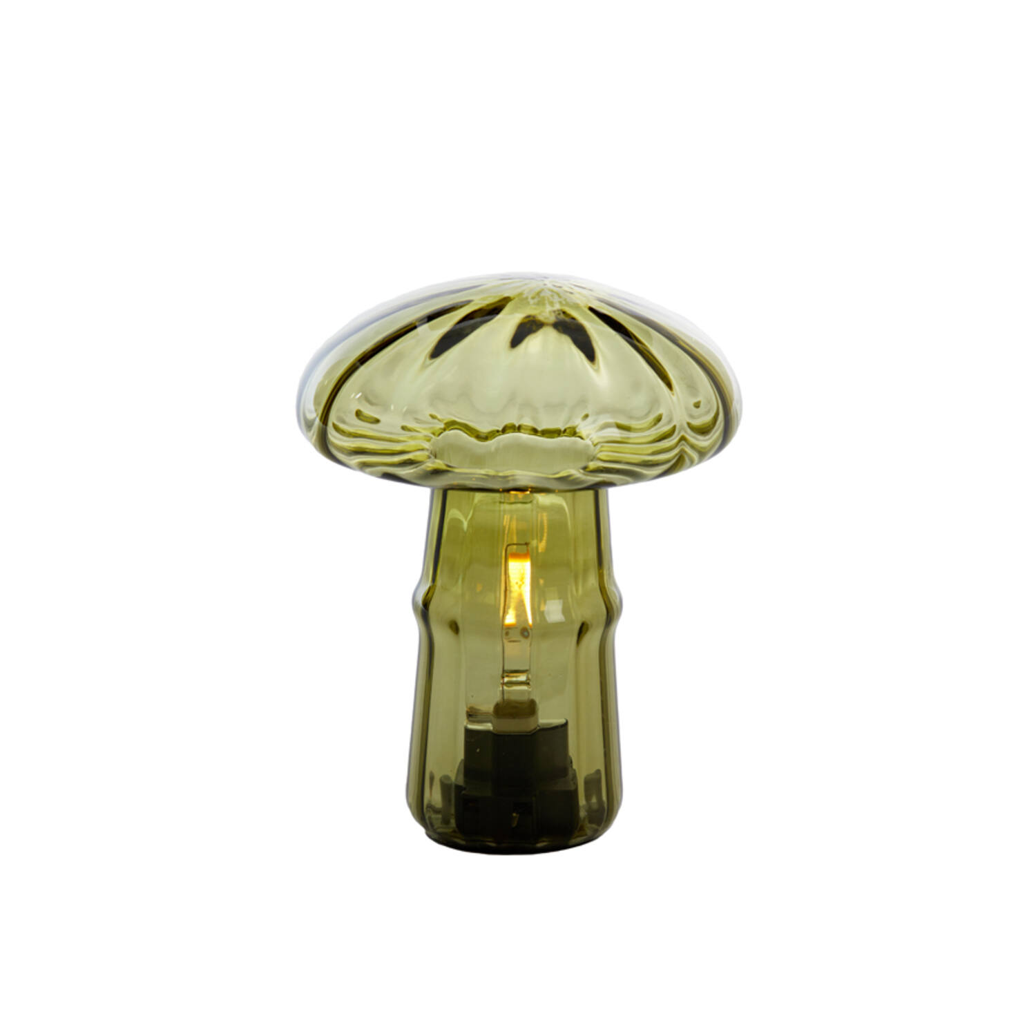 Table lamp LED Ø16x20,5 cm MUSHROOM glass olive green