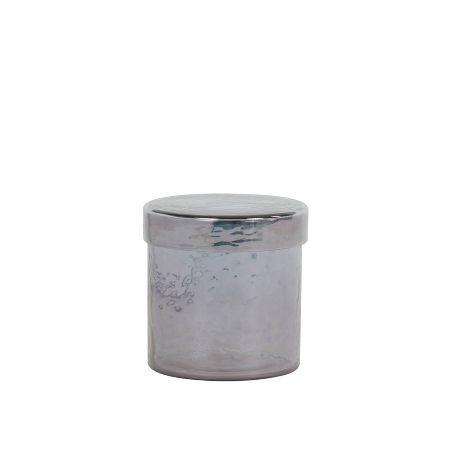 Deco box+lid Ø12x12,5 cm MALIV glass stone finish smoked