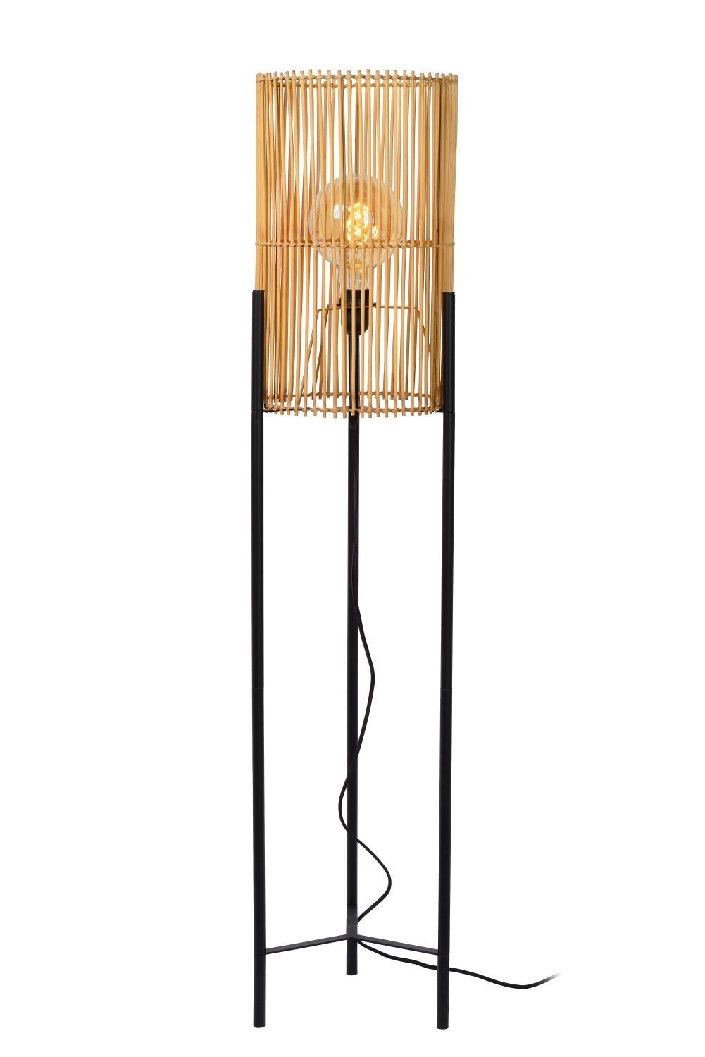 Floor lamp Lucide JANTINE 125cm, 1xE27, natural/black