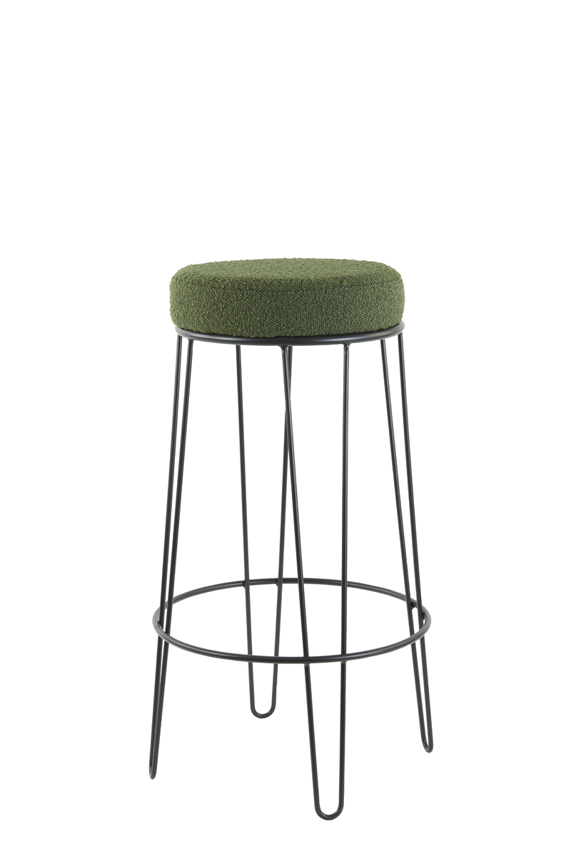 Bar stool Ø41x73 cm ALICE bouclé dark green-black