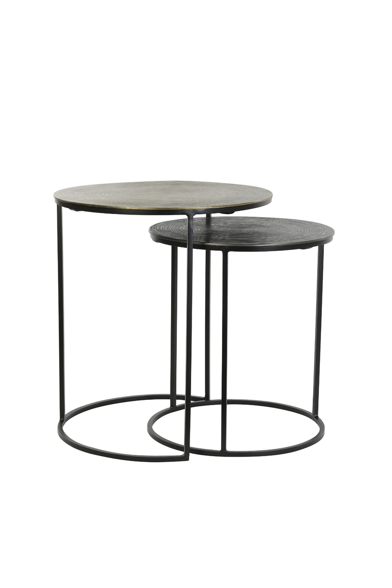 Side table S/2 Ø41x46+Ø49x52 cm PRIMO black-bronze+mat black