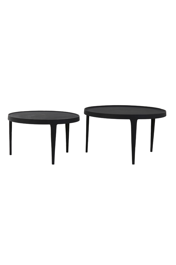 Coffee table S/2 Ø64x39+Ø75x44 cm TOBIAS black