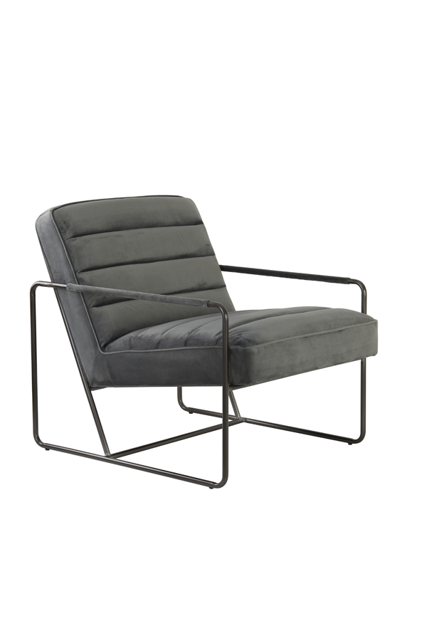 Chair 83x66x71 cm BANSUD velvet grey+black