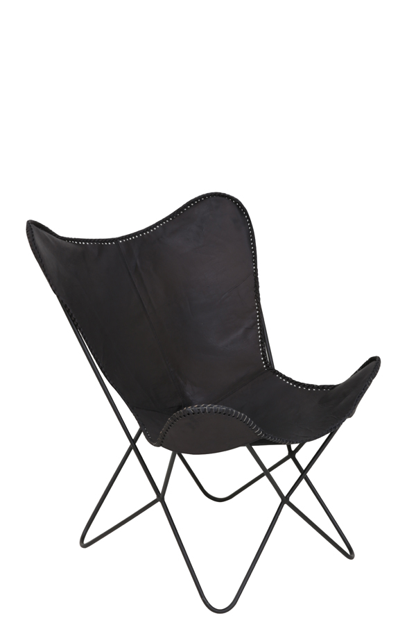 Chair 72x72x90 cm BUTTERFLY leather dark brown/black