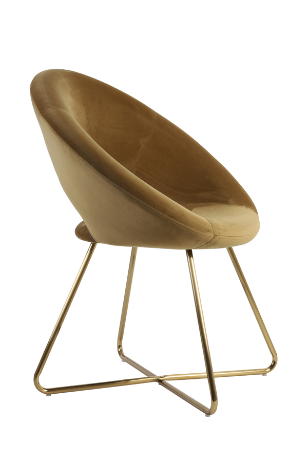 Chair 72x57x85 cm CHARLIE velvet caramel+gold