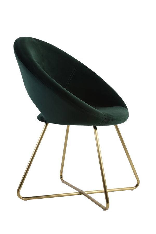 Chair 72x57x85 cm CHARLIE velvet dark green+gold