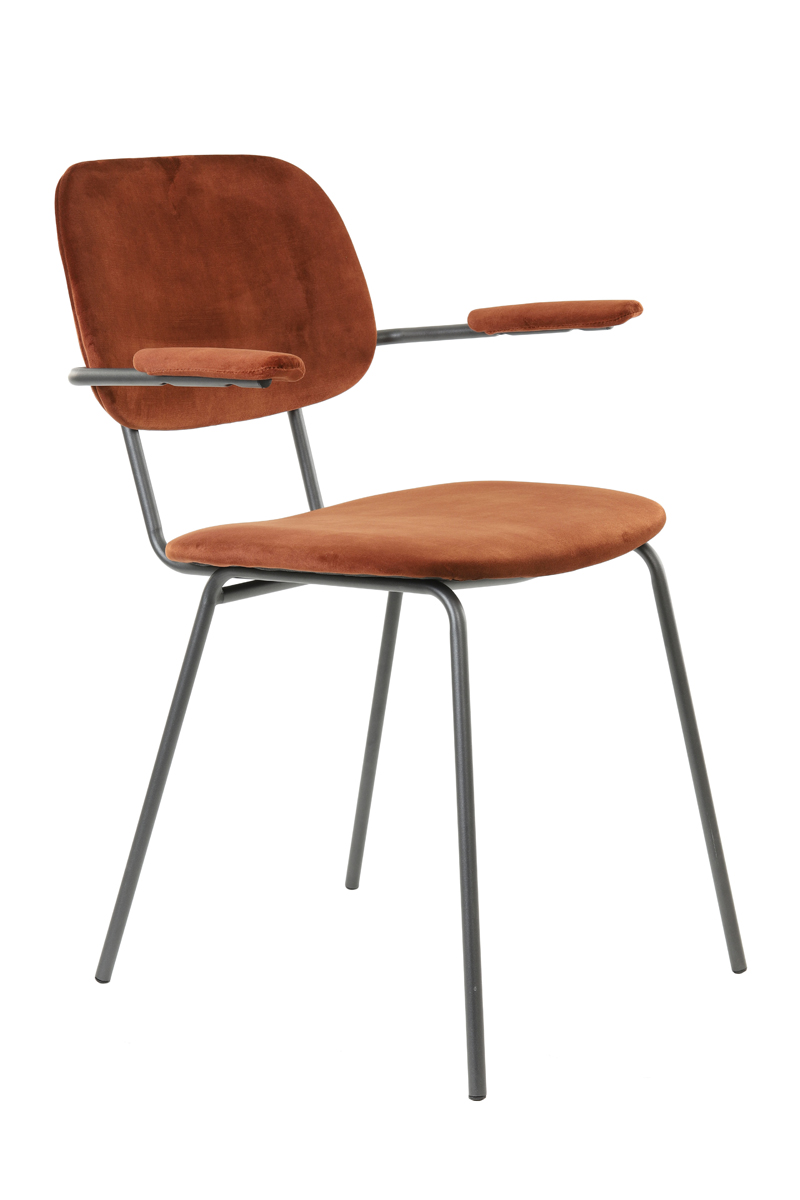 Dining chair 58x58x82 cm EMMA velvet terra-dark grey
