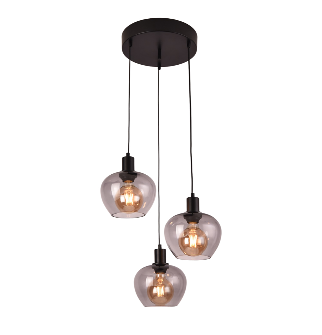  Pendant light WINSTON Ø28cm, 3xE27, smoke grey