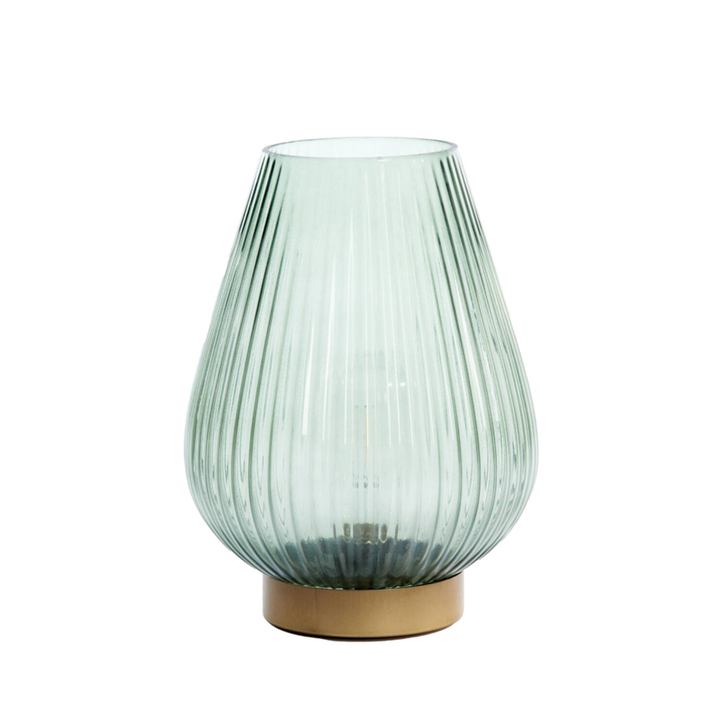 Table lamp LED Ø21x28 cm TAJERA glass dark green+gold