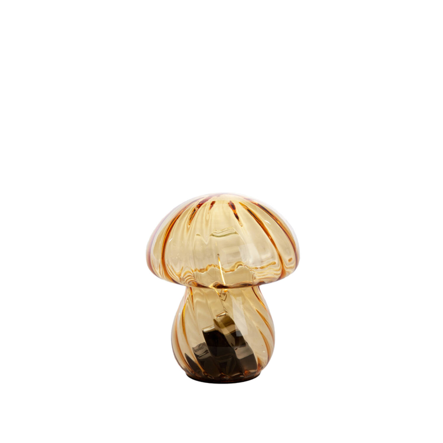 Table lamp LED Ø13x14,5 cm MUSHROOM glass light brown