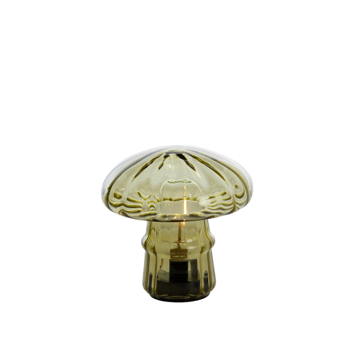 Table lamp LED Ø15x15 cm MUSHROOM glass olive green