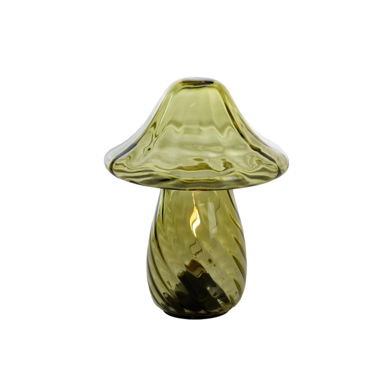 Table lamp LED Ø18x23 cm MUSHROOM glass olive green