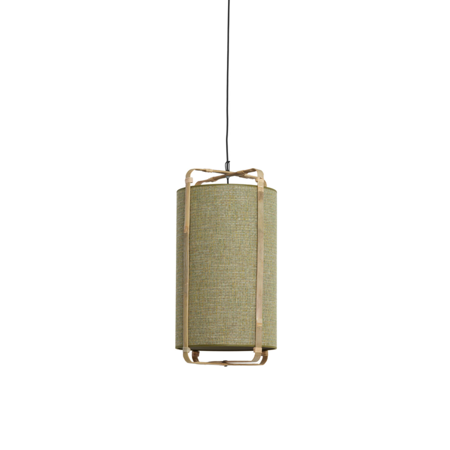 Hanging lamp Ø27x56 cm SENDAI green+bamboo natural