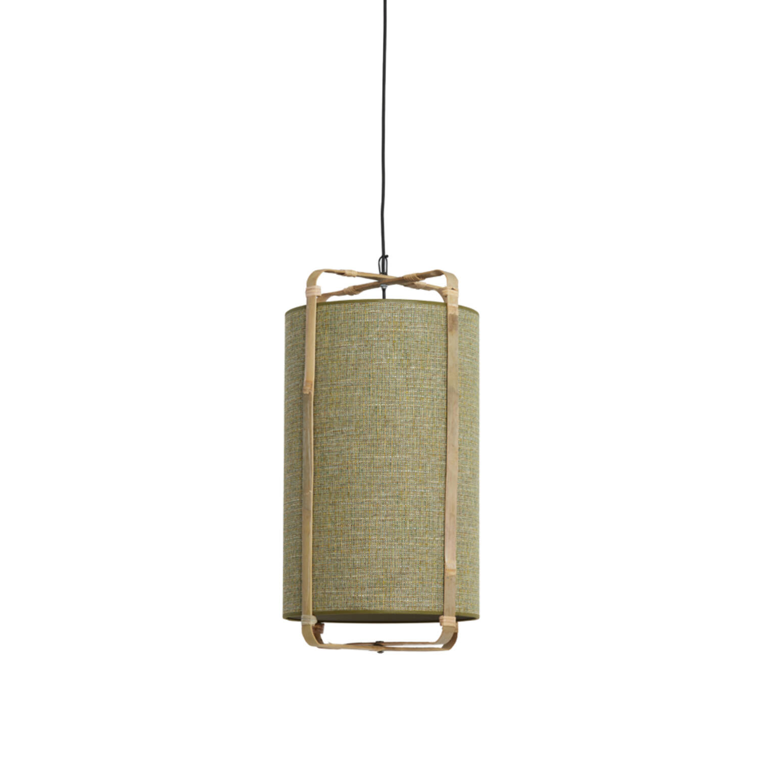 Hanging lamp Ø32x60 cm SENDAI green+bamboo natural