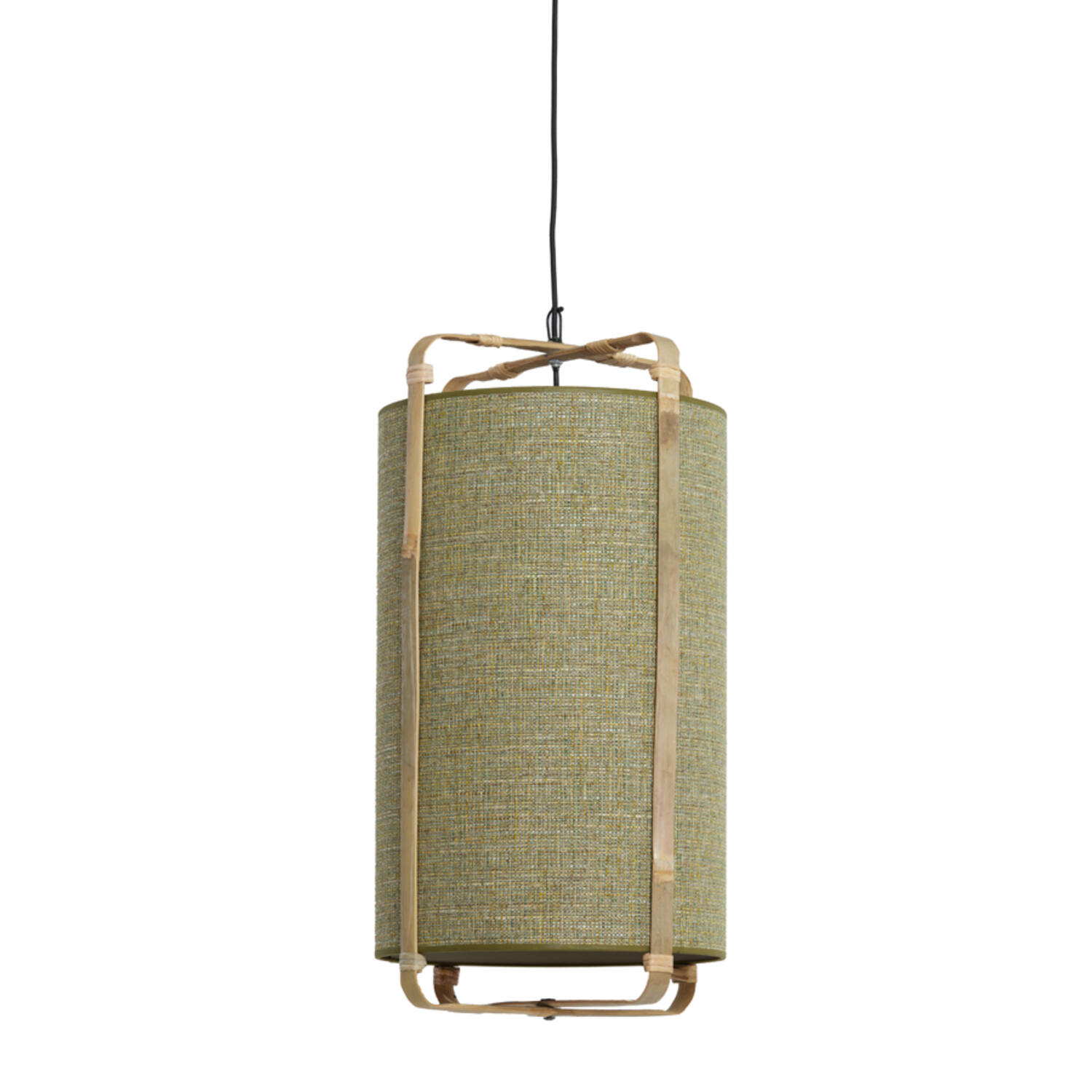 Hanging lamp Ø37x66 cm SENDAI green+bamboo natural