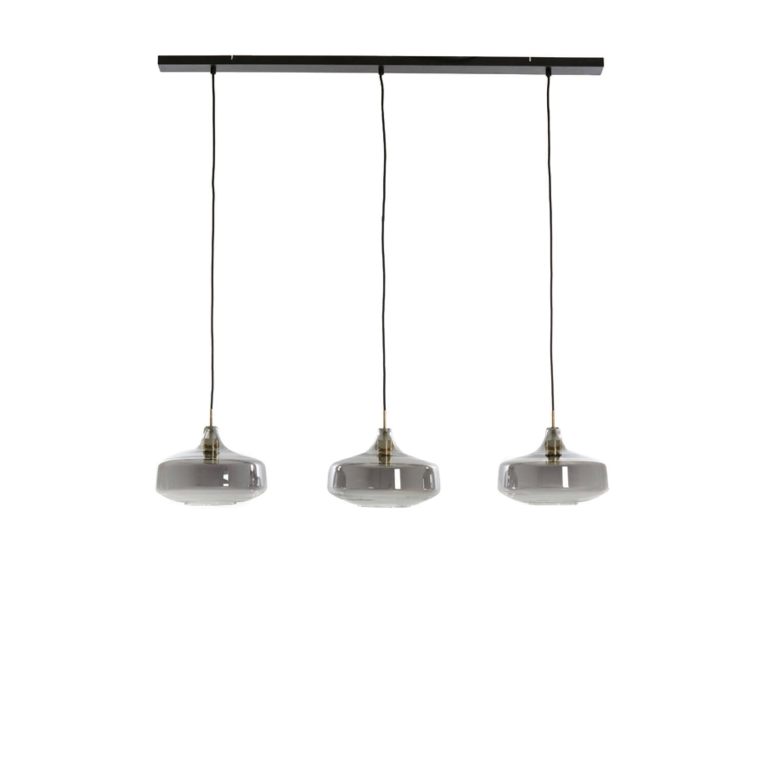 Hanging lamp 3L 120x30x21 cm SOLNA antiq bronze+smoked glass
