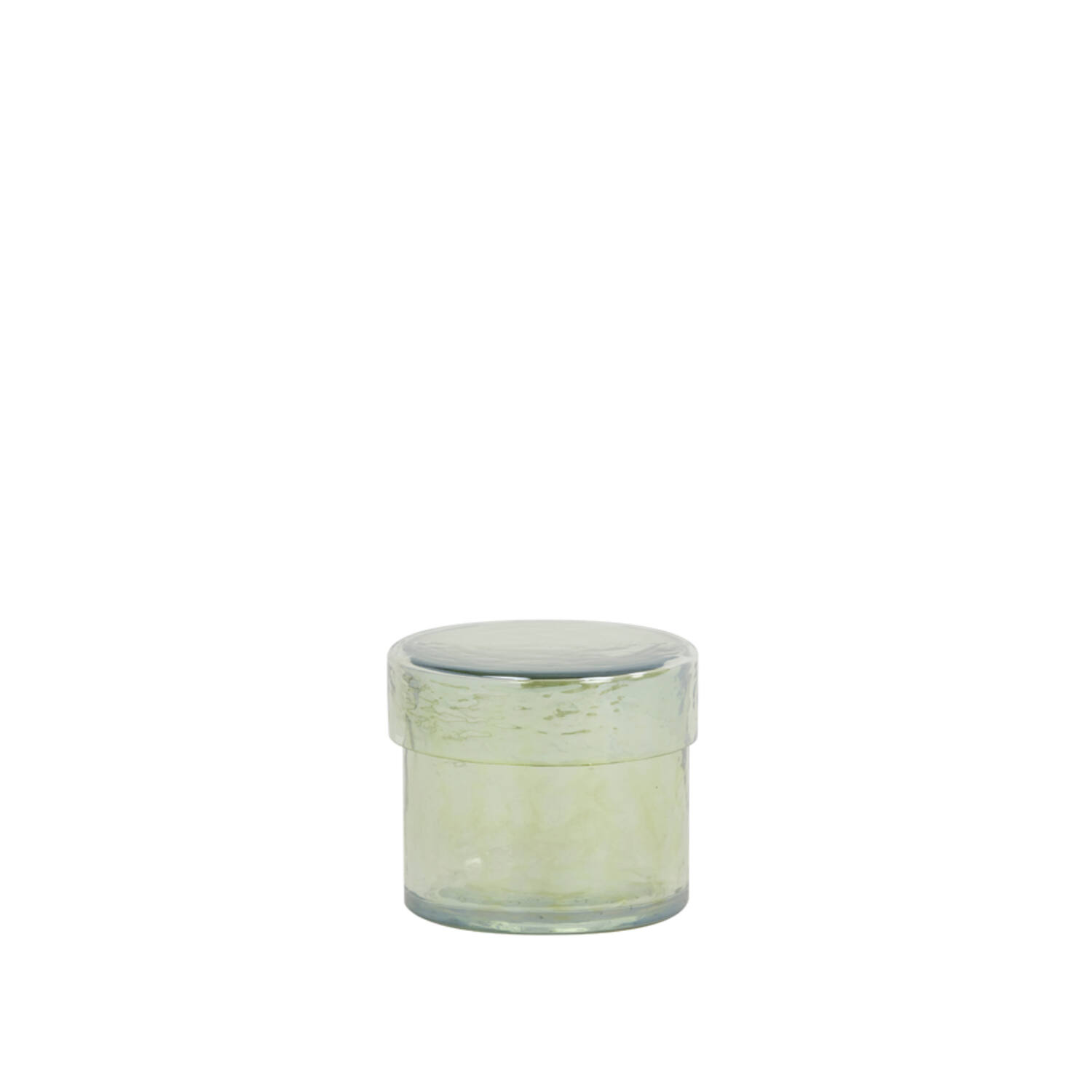 Deco box+lid Ø9,5x8 cm MALIV glass stone finish olive green