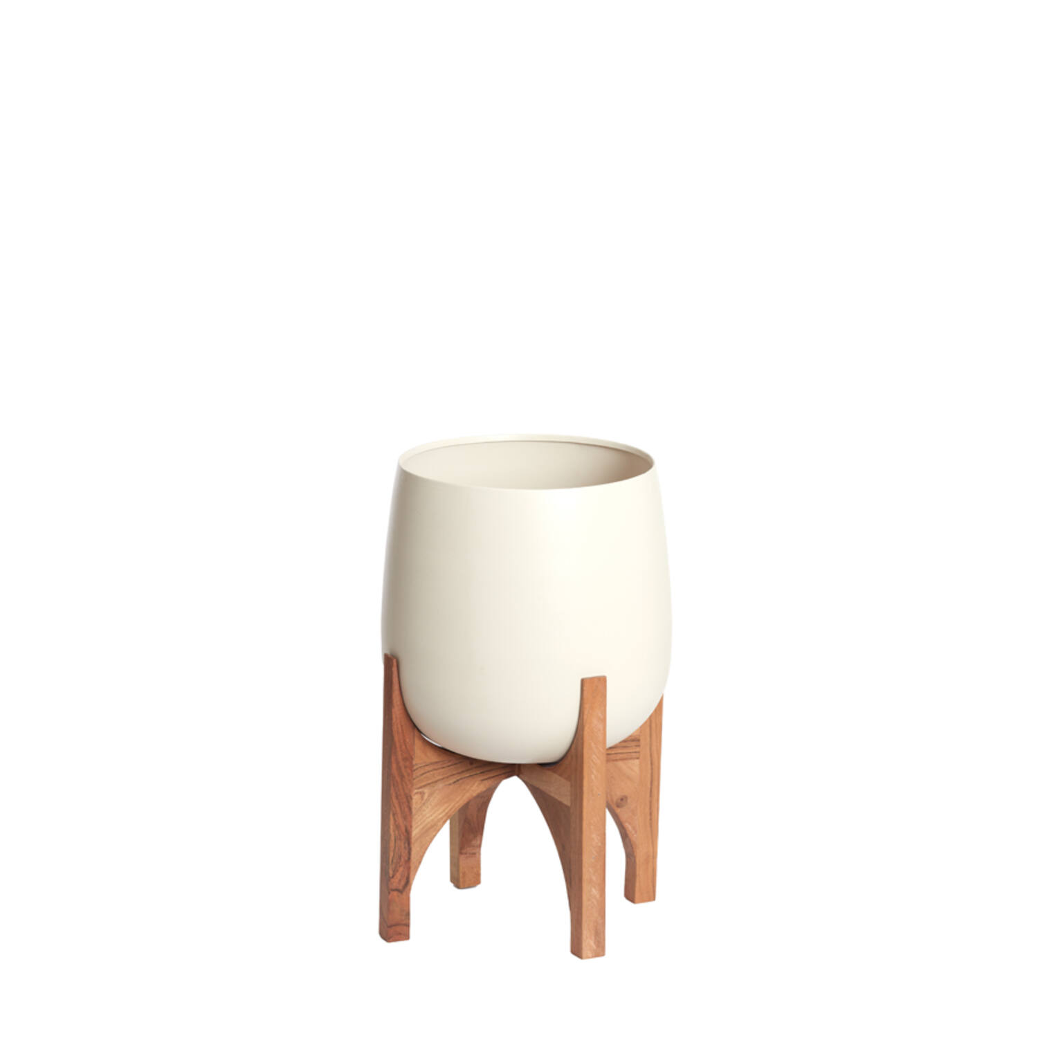 Pot deco on base Ø36x50 cm KARUNA wood+matt cream