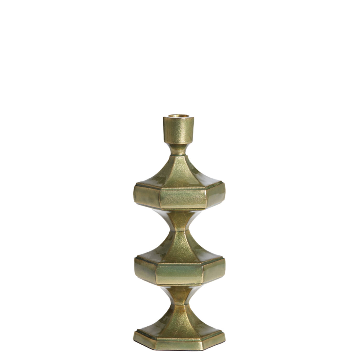 Candle holder 10x9x25 cm WAMBIRI shiny green gold