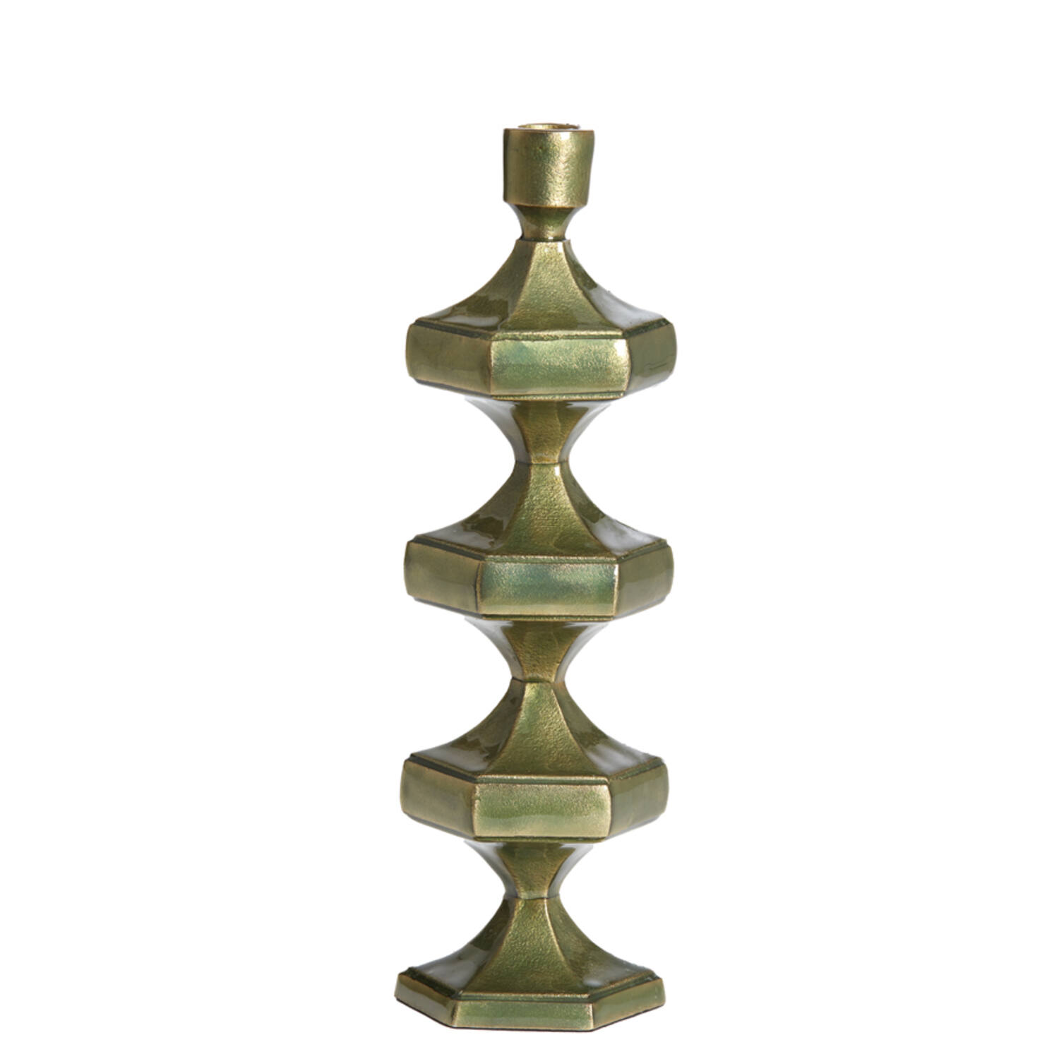 Candle holder 10x9x33 cm WAMBIRI shiny green gold