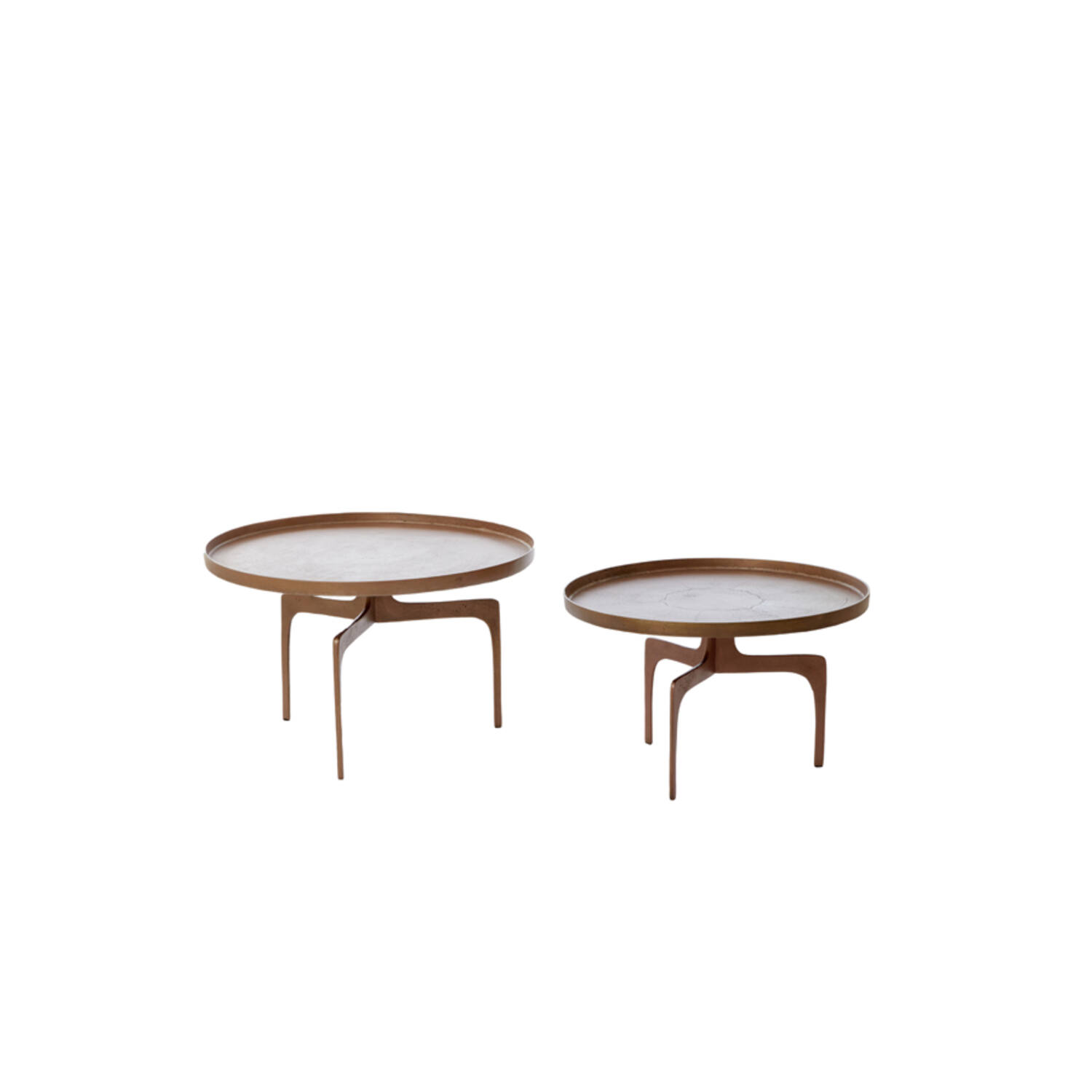 Coffee table S/2 Ø64x39+Ø75x44 cm PANO brown bronze