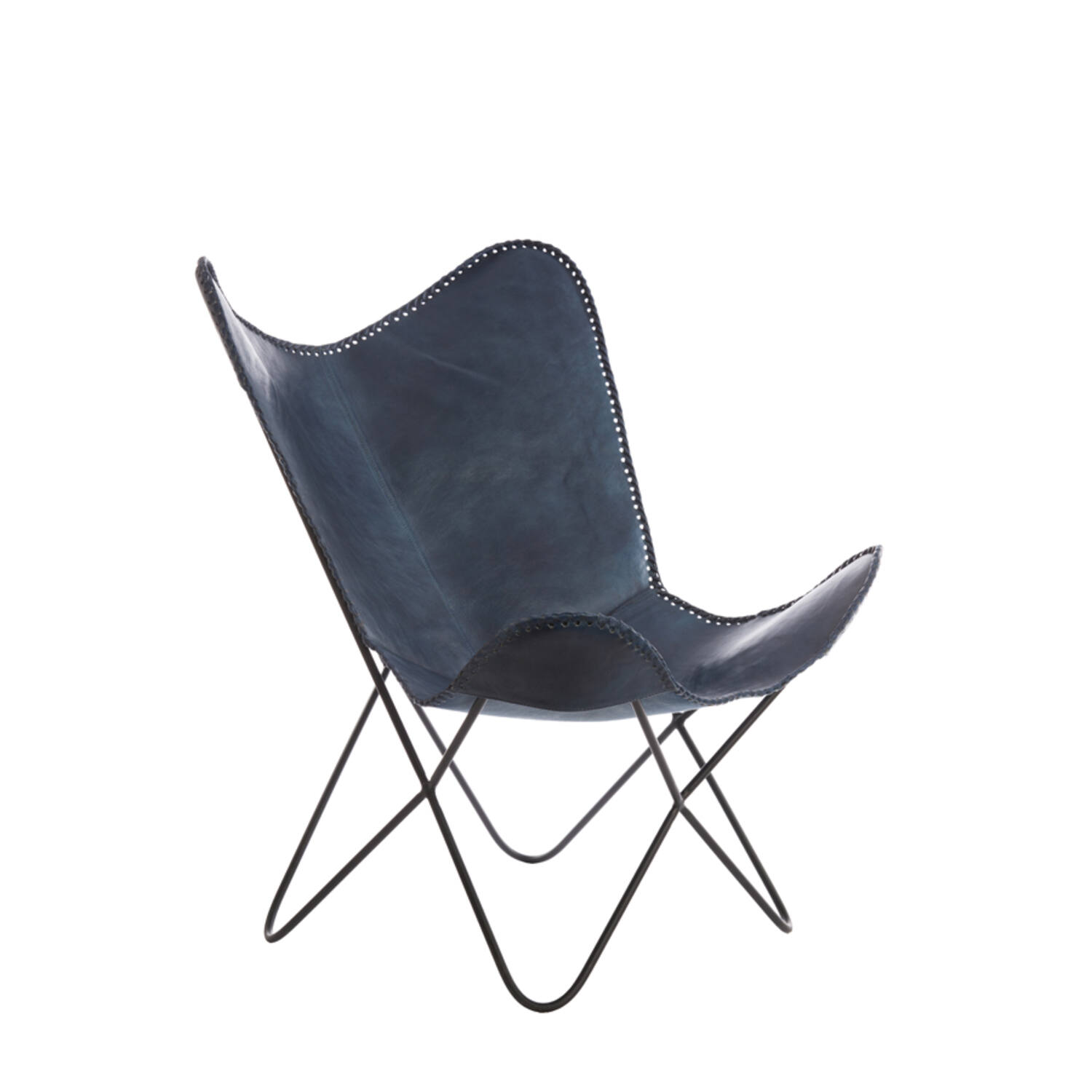 Chair 72x72x84 cm BUTTERFLY leather blue