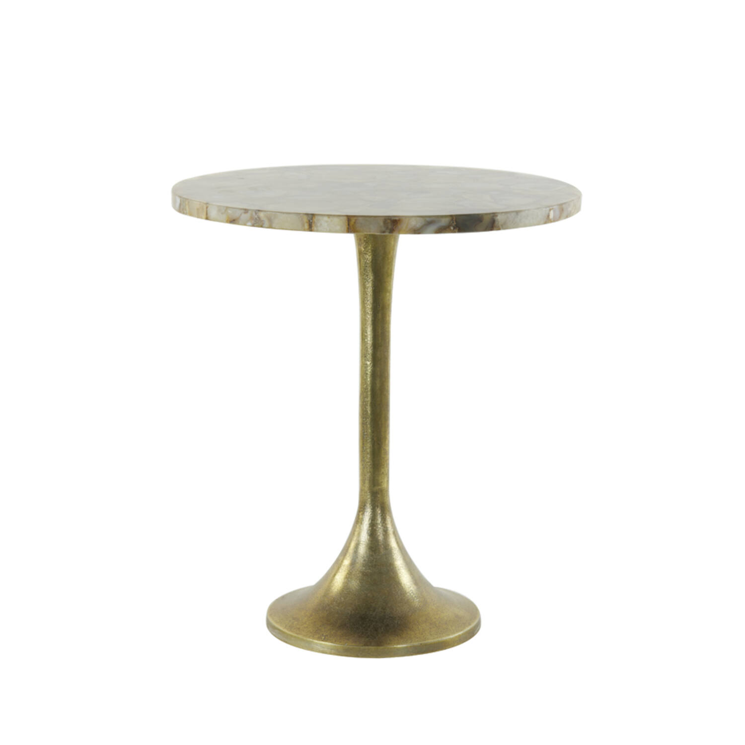 Side table Ø48x53 cm RICKERD yellow agate+antique bronze