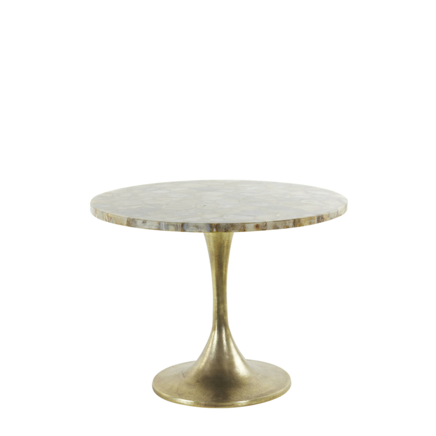 Side table Ø61x41 cm RICKERD yellow agate+antique bronze
