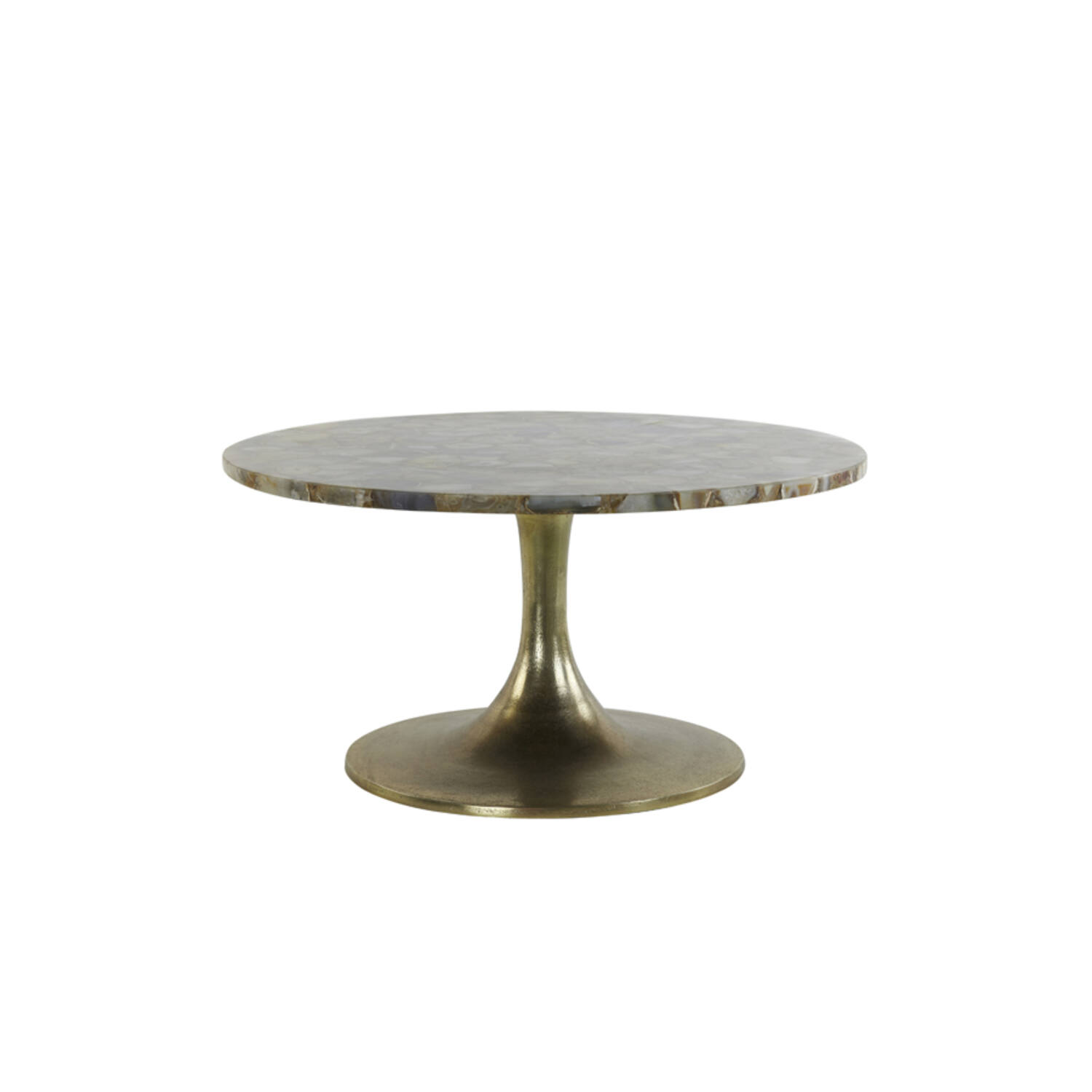 Coffee table Ø76x36 cm RICKERD yellow agate+antique bronze