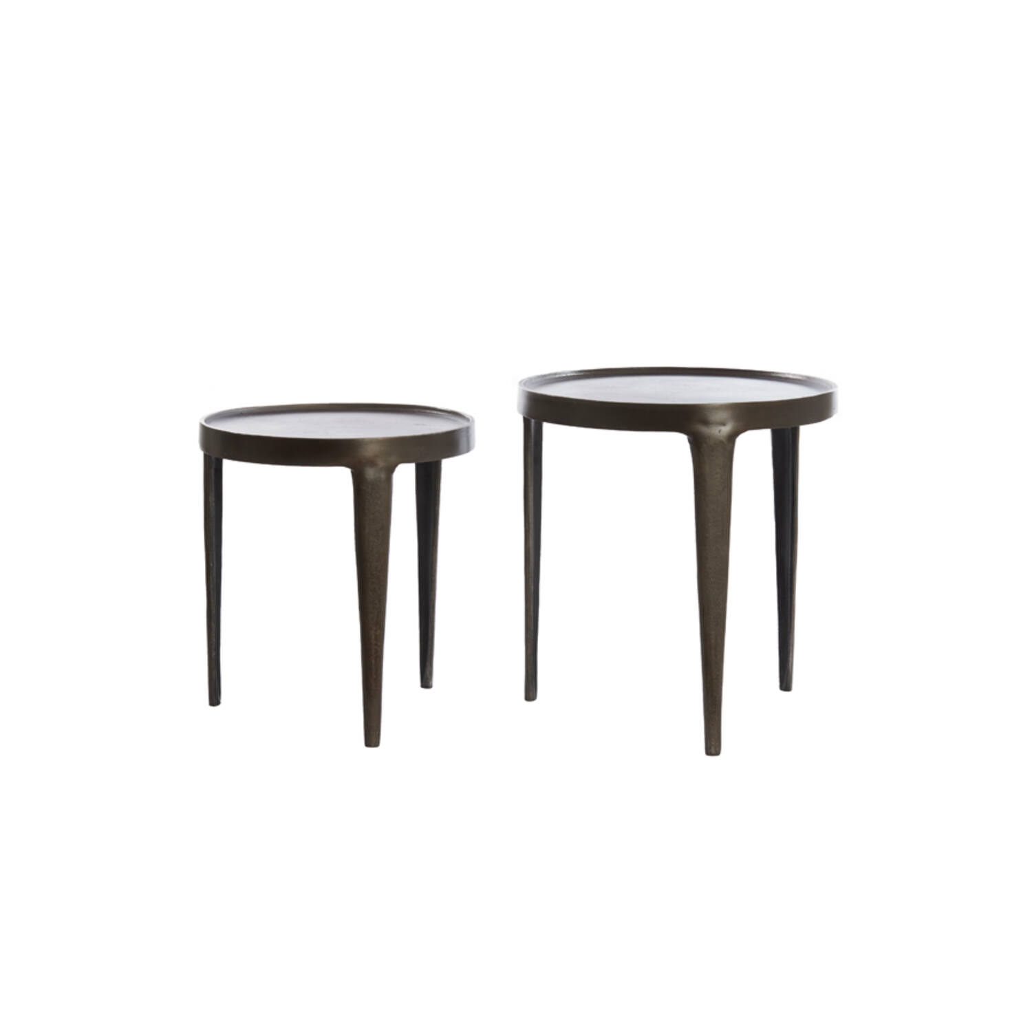 Side table S/2 Ø37x41+Ø43x45,5 cm TOBIAS dark brown