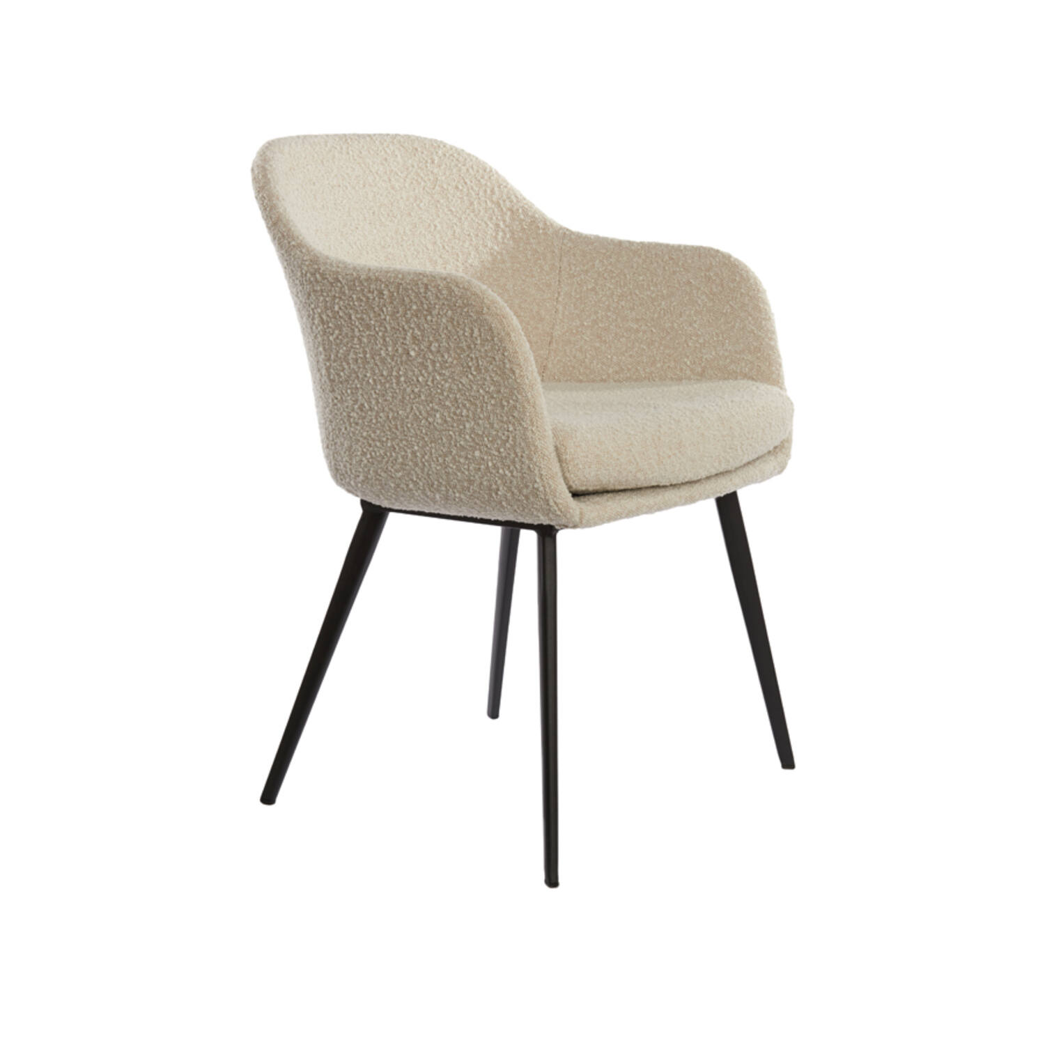 Dining chair 59x58,5x82 cm LEONE bouclé light beige-black