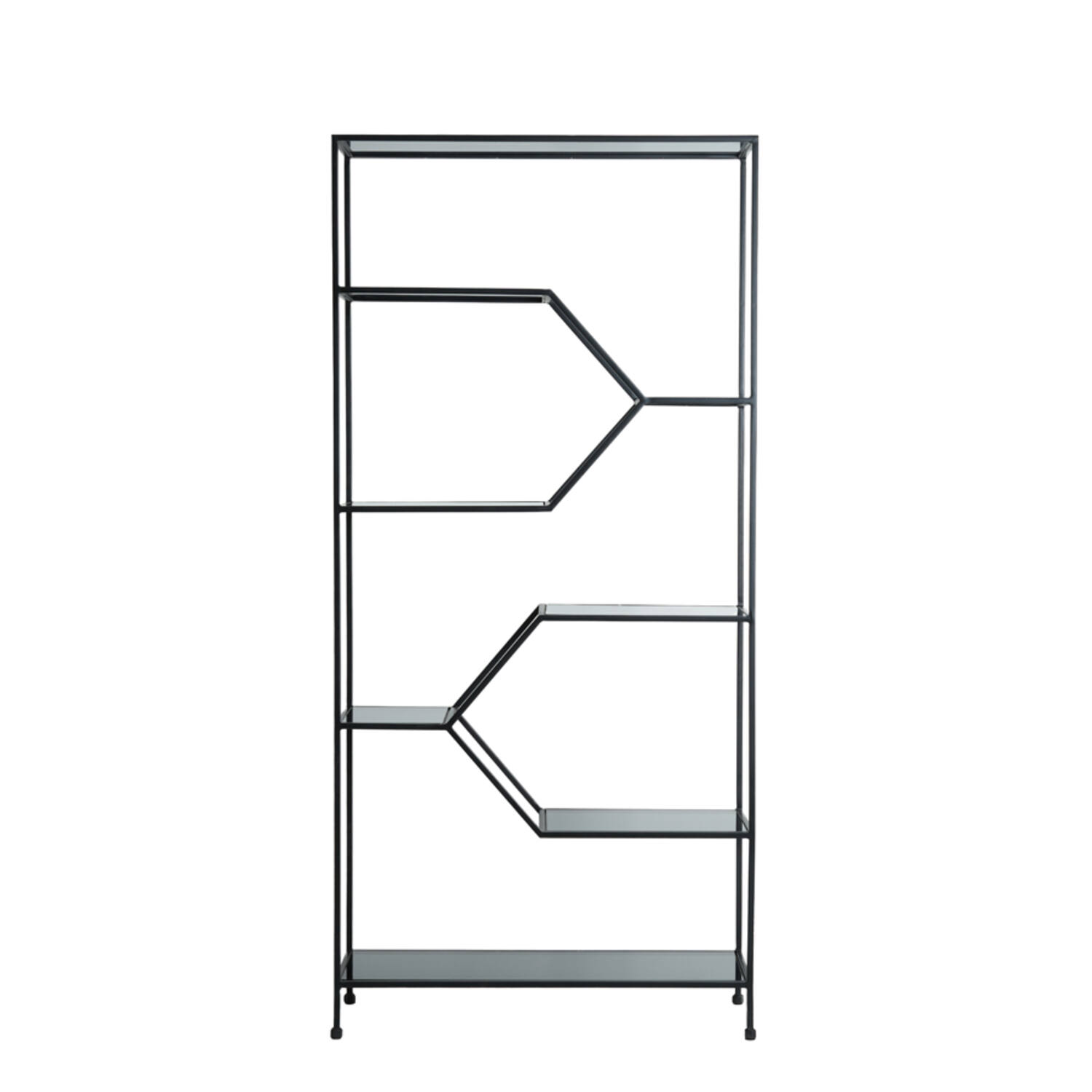 Cabinet open 100x34x214 cm AINO smoked glass+matt black