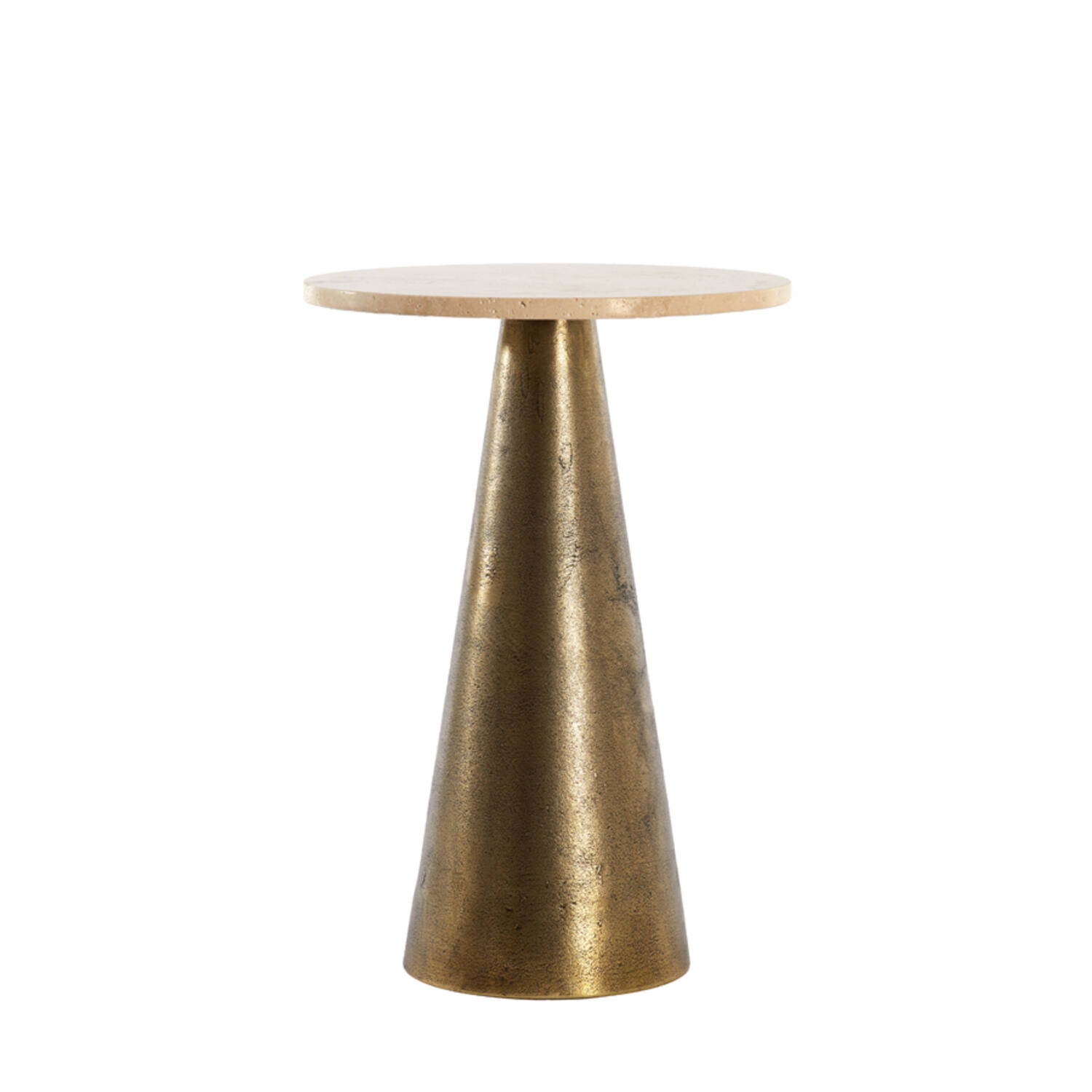 Side table Ø36x51 cm YNEZ travertine sand+antique bronze