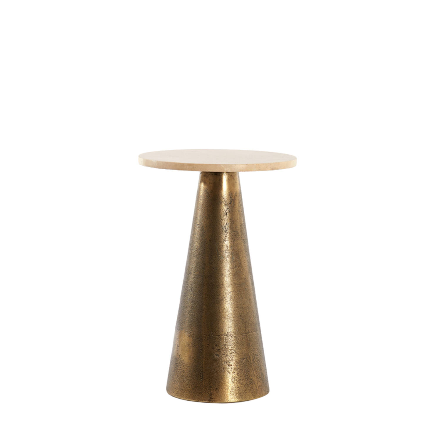 Side table Ø29x43 cm YNEZ travertine sand+antique bronze