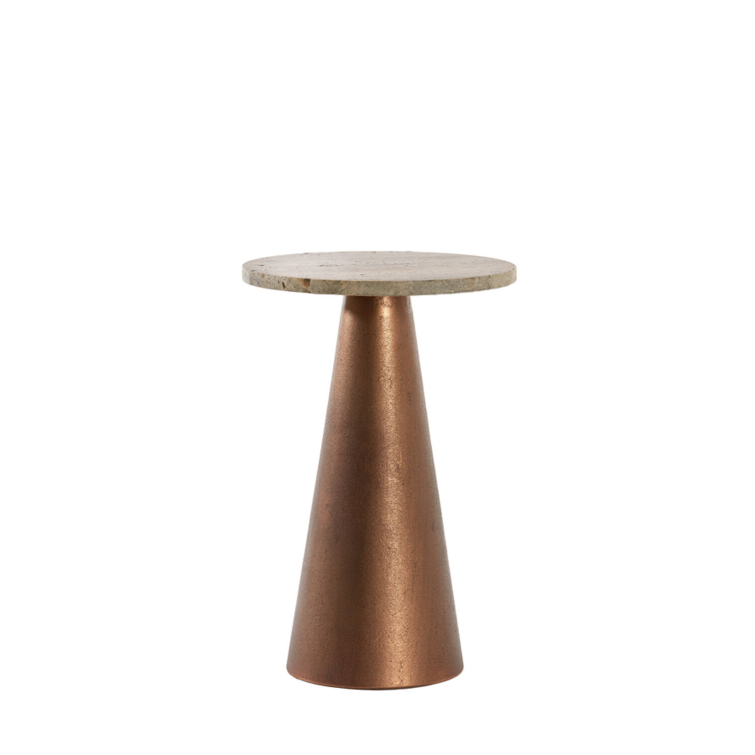 Side table Ø29x43 cm YNEZ travertine brown+copper