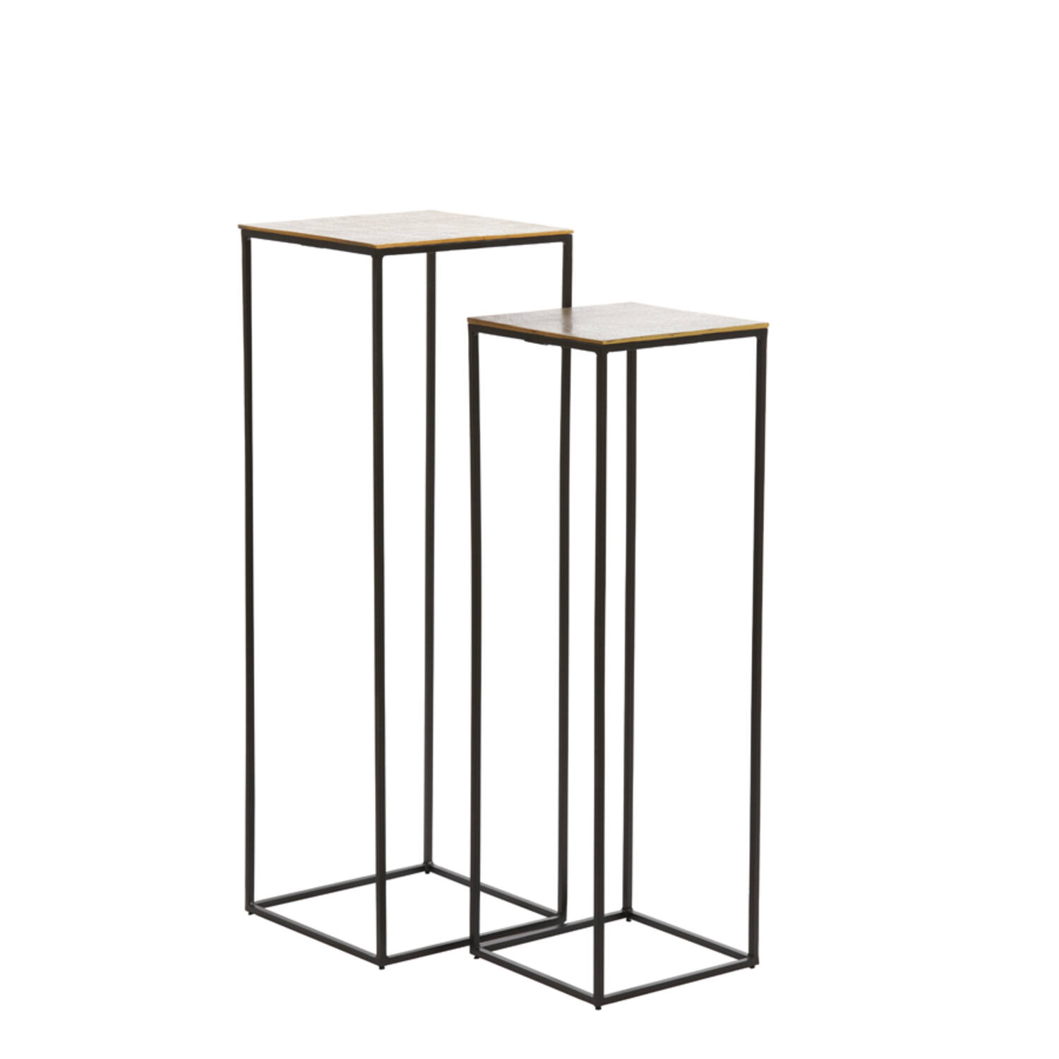 Pillar S/2 25x25x80+30x30x90,5 cm QUIN antique bronze+black