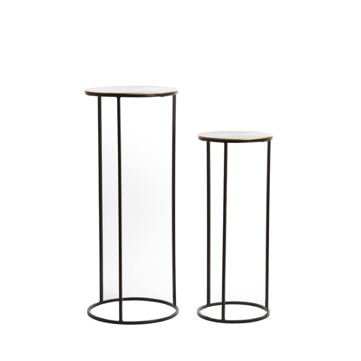 Pillar S/2 32x32x81+41x41x101 cm PRIMO antique bronze+black