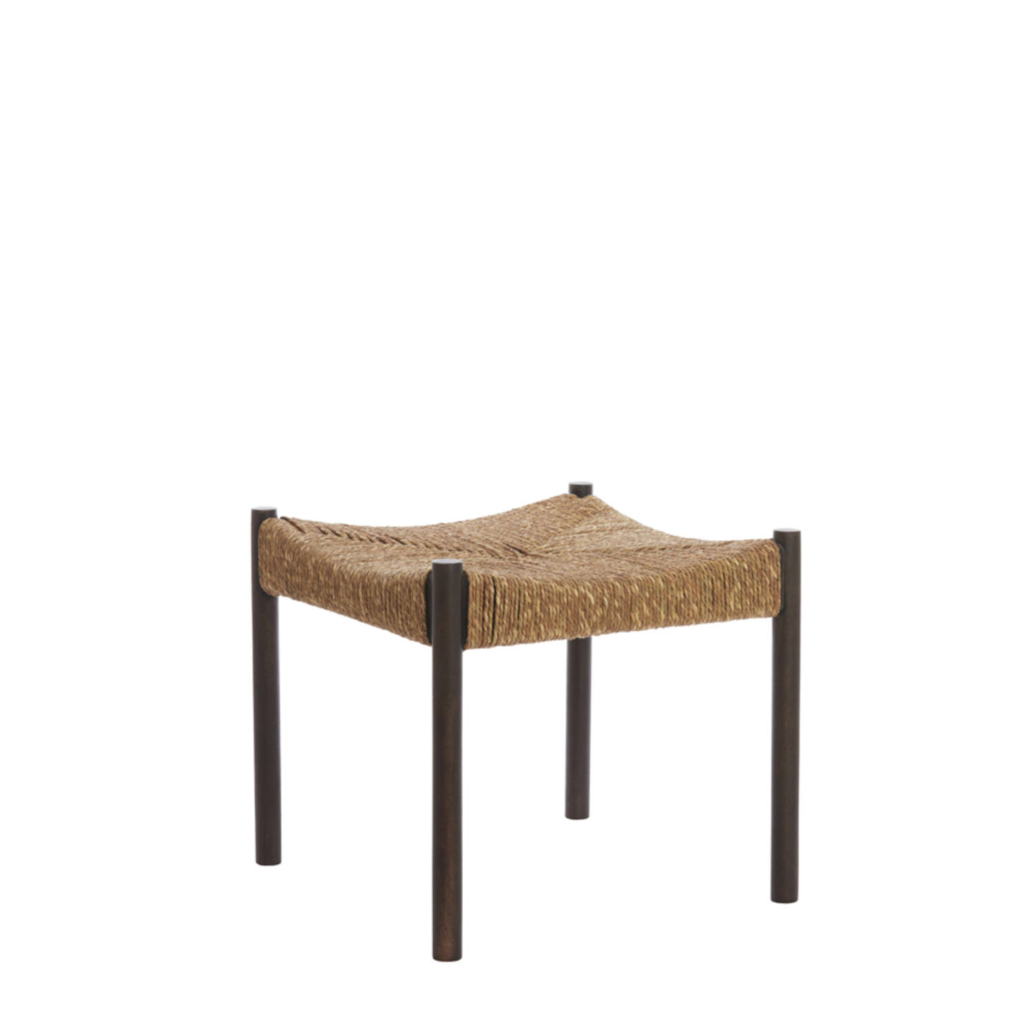 Stool 44x44x40 cm DELIS wood dark brown+seagrass