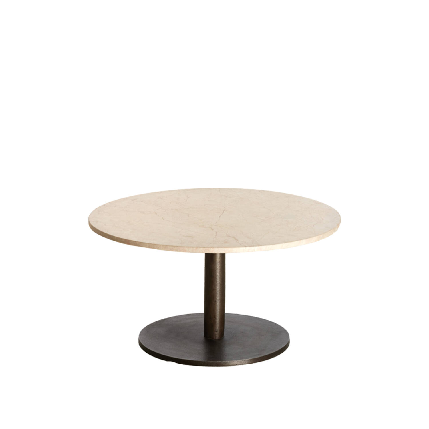 Coffee table Ø76x36 cm PAZO sand-pink marble+dark brown