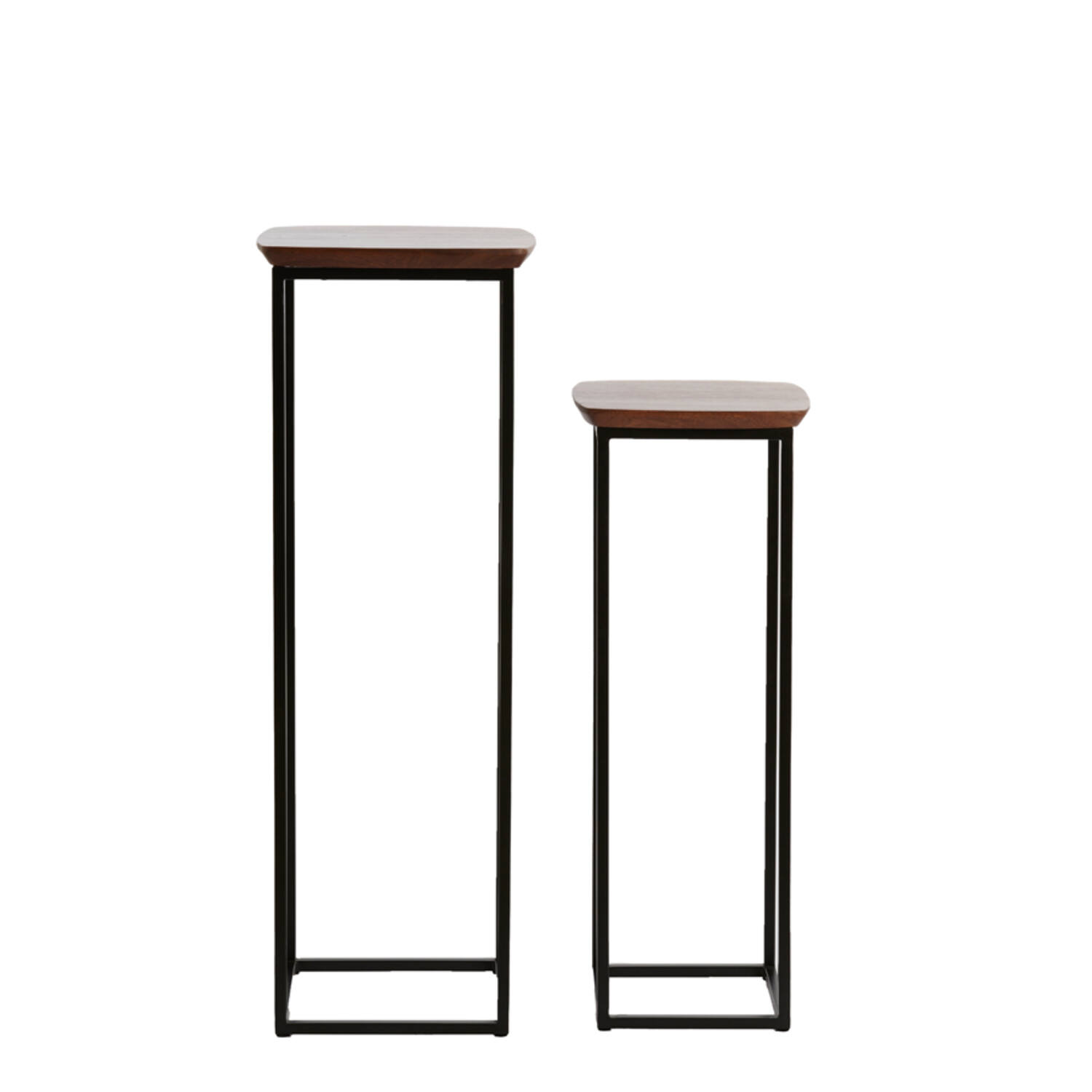 Pillar S/2 30x30x80+35x35x100 cm QUENZA acacia wood+black