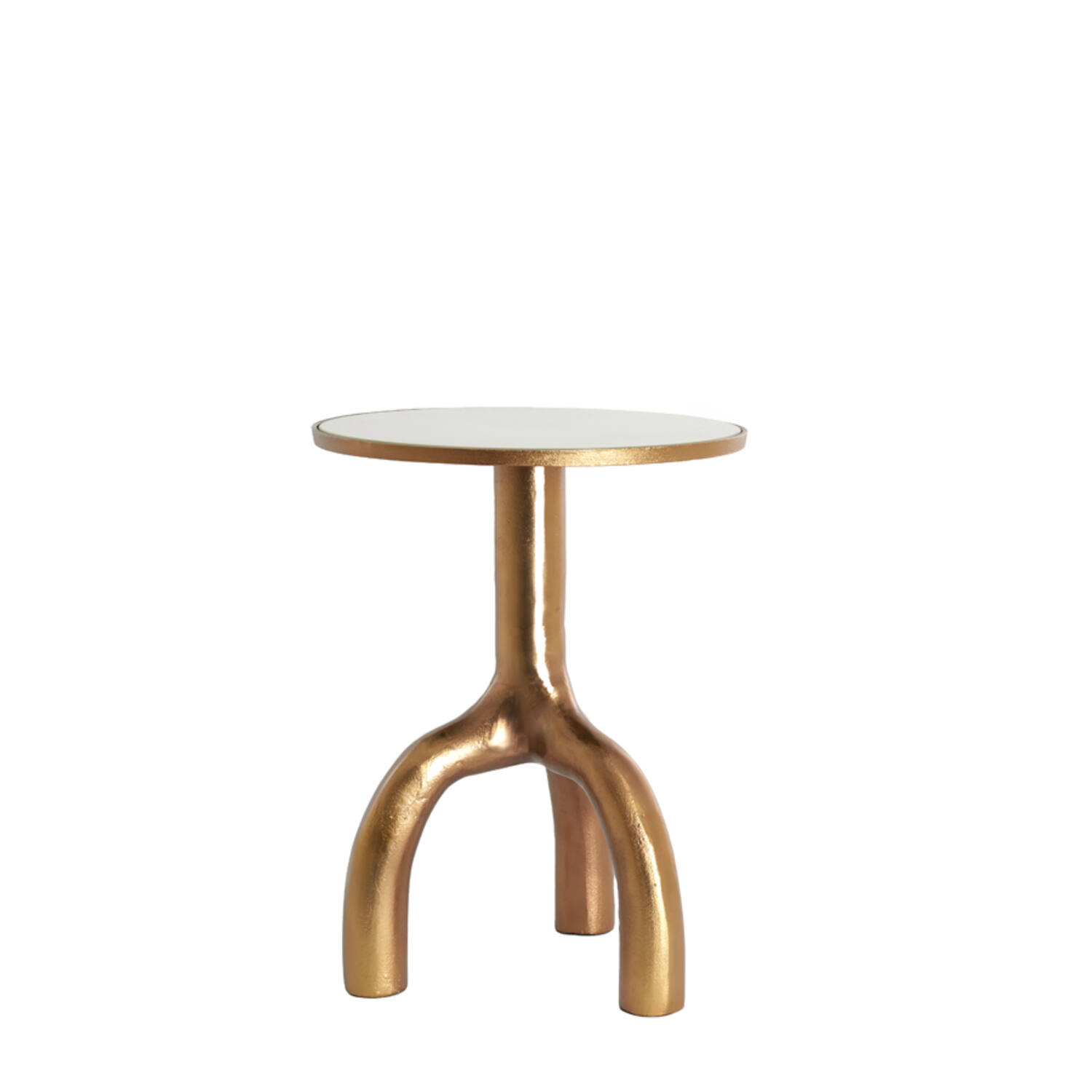 Side table Ø40,5x53 cm MELLO shiny brown bronze+glass taupe