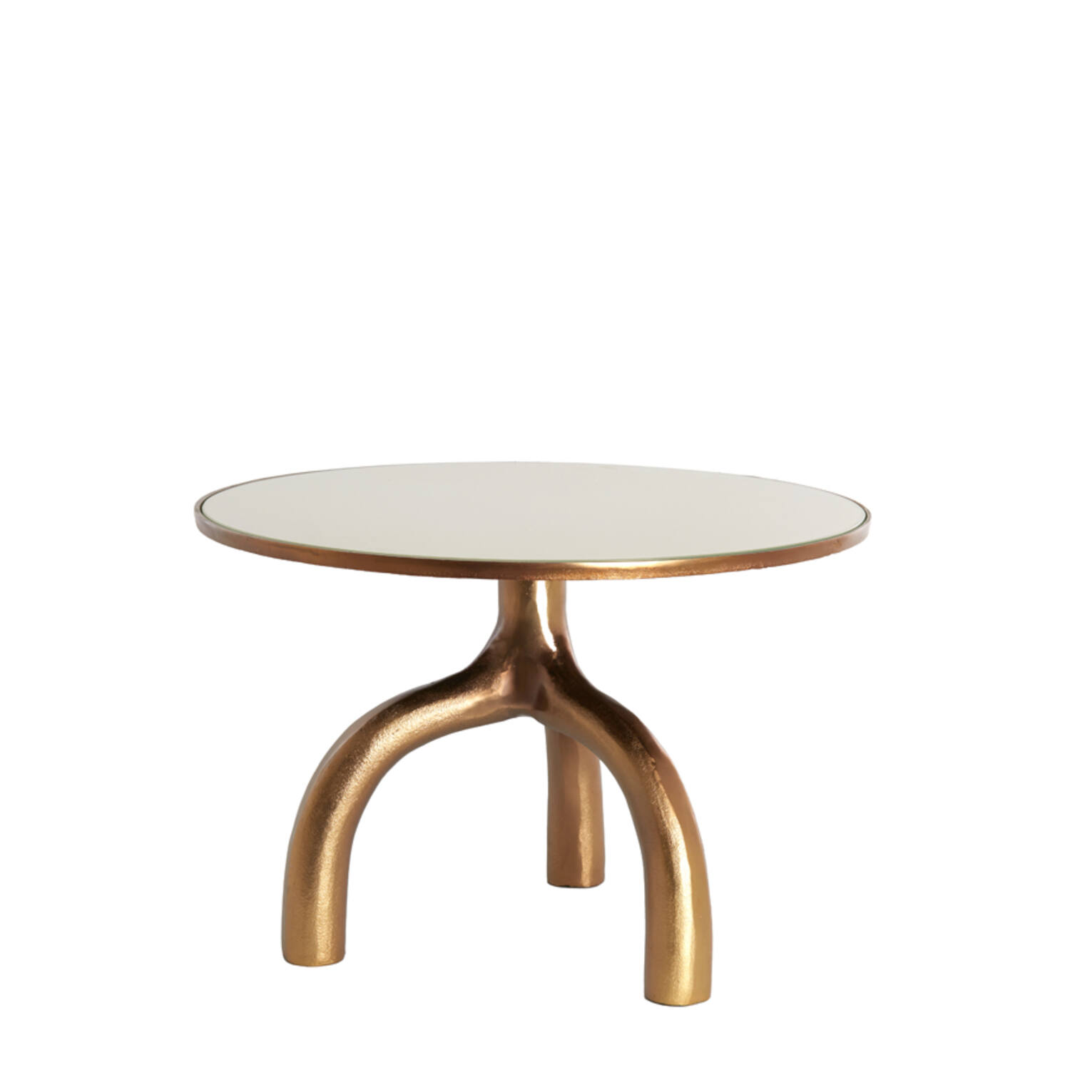 Coffee table Ø65x44 cm MELLO shiny brown bronze+glass taupe