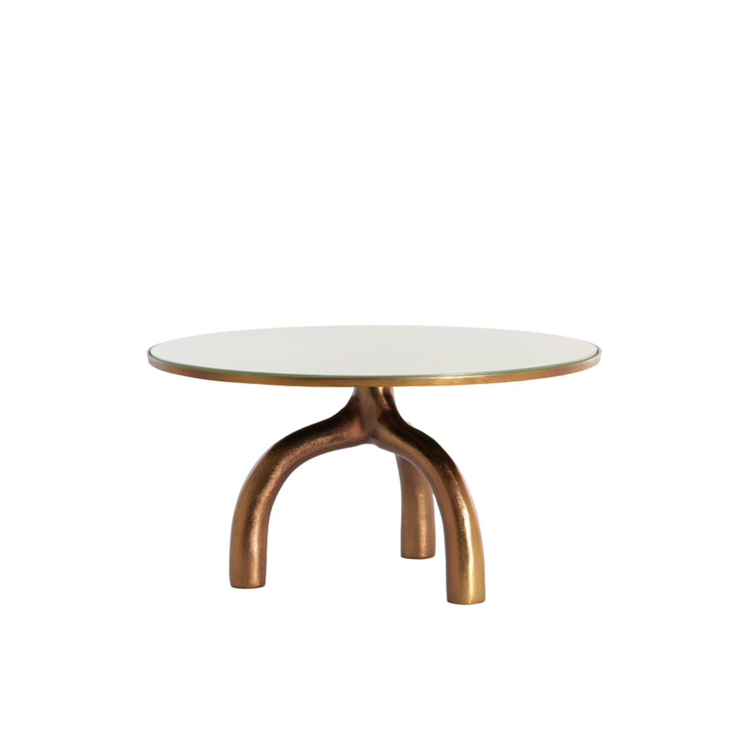 Coffee table Ø76x40 cm MELLO shiny brown bronze+glass taupe