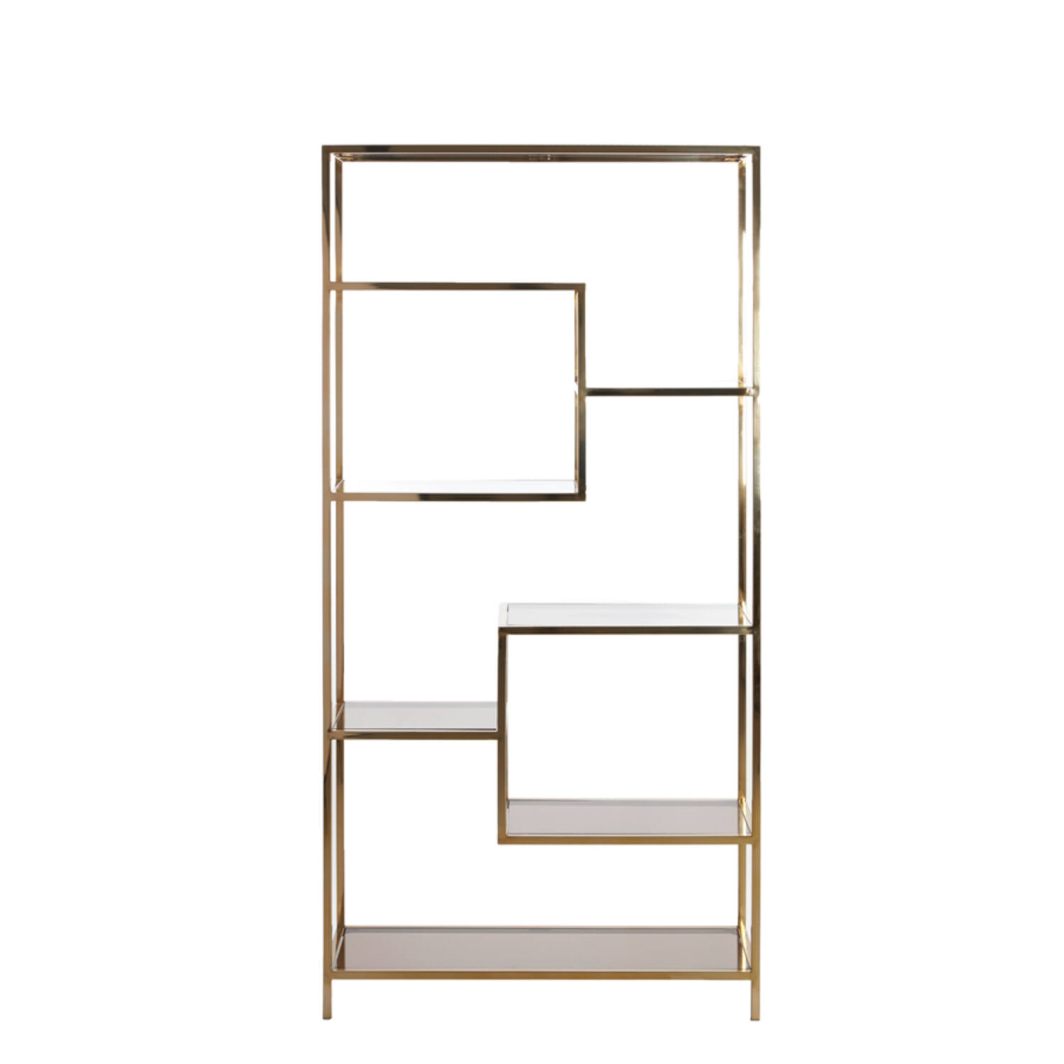 Cabinet open 100x36x200 cm LUSAKO glass brown-light gold