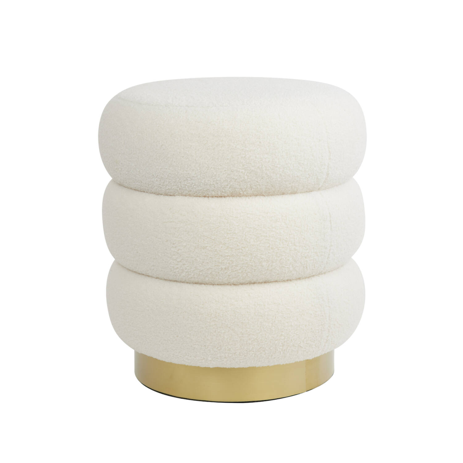 Pouf Ø40x45 cm KIMI teddy white+gold