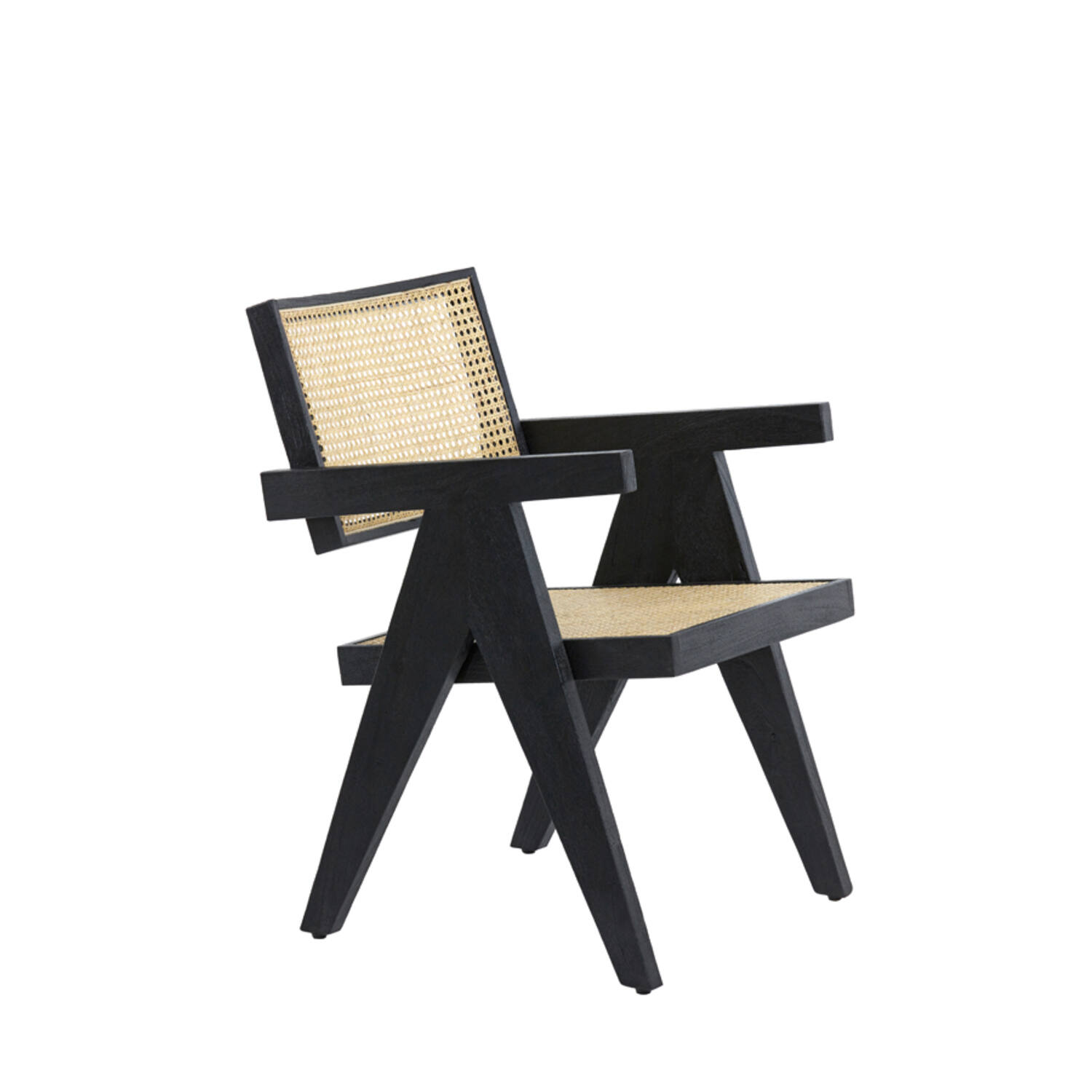 Chair 56x53x79 cm MORAZAN wood black+rattan natural