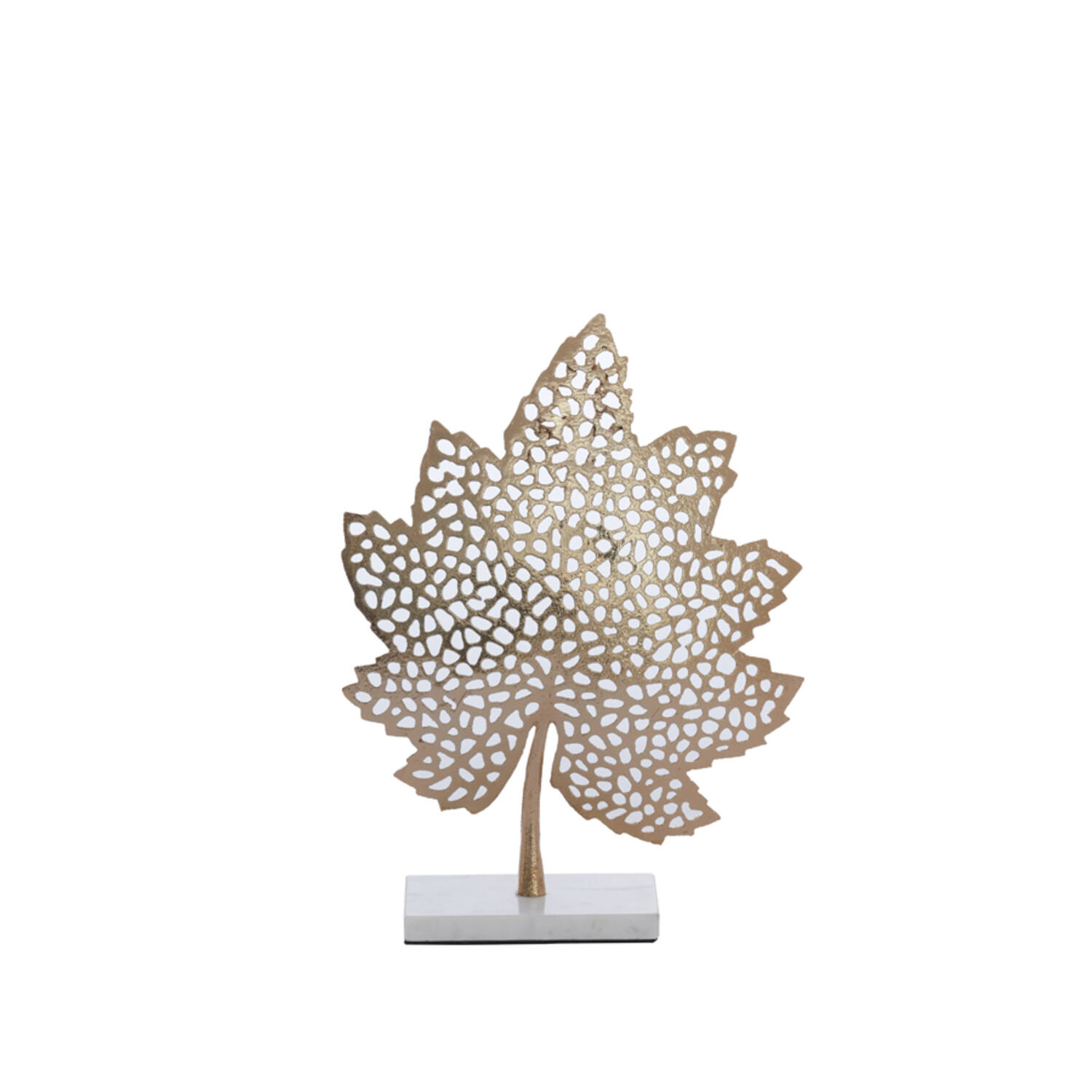 Ornament on base 28x8x35 cm LEAF gold+marble white