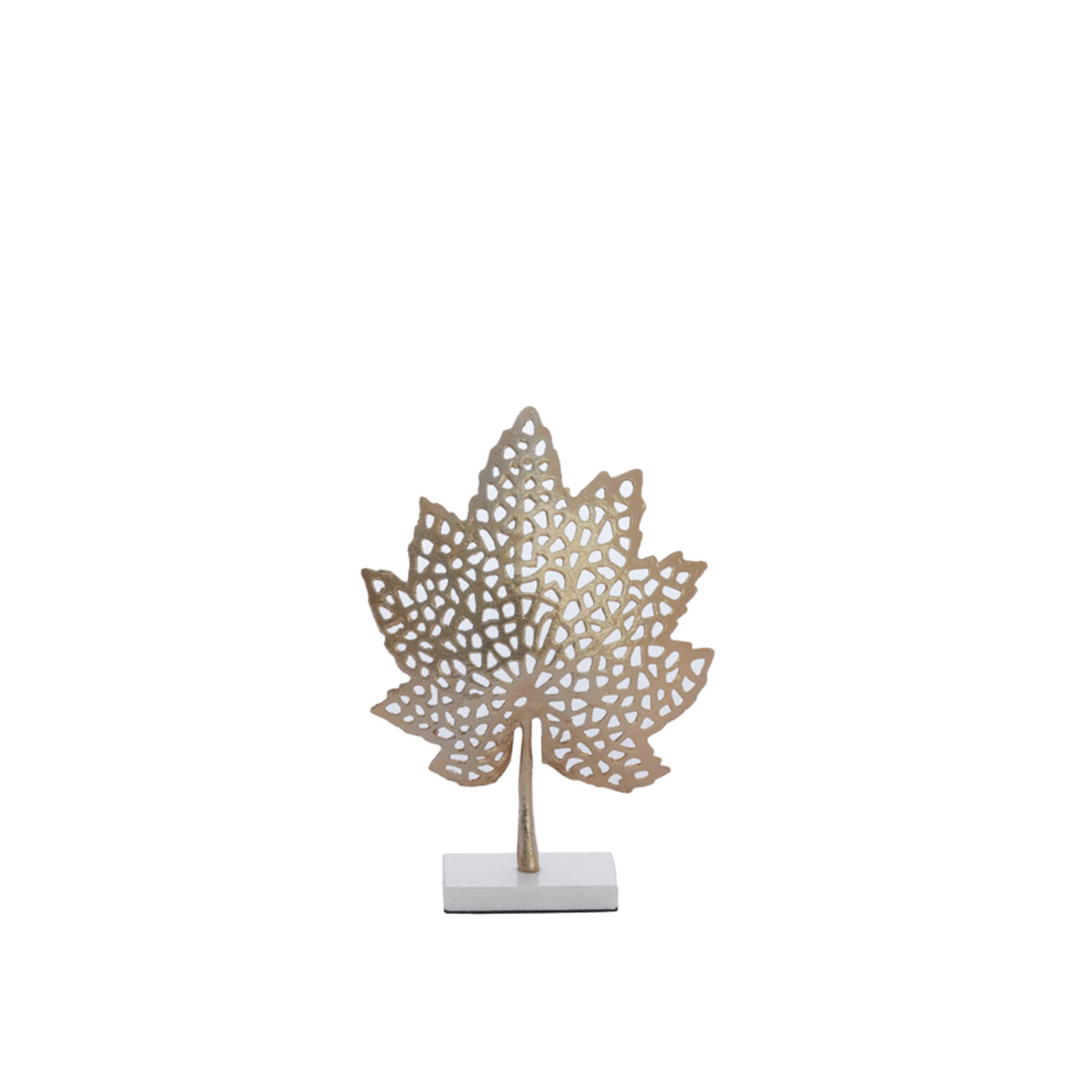 Ornament on base 36x10x41 cm LEAF gold+marble white