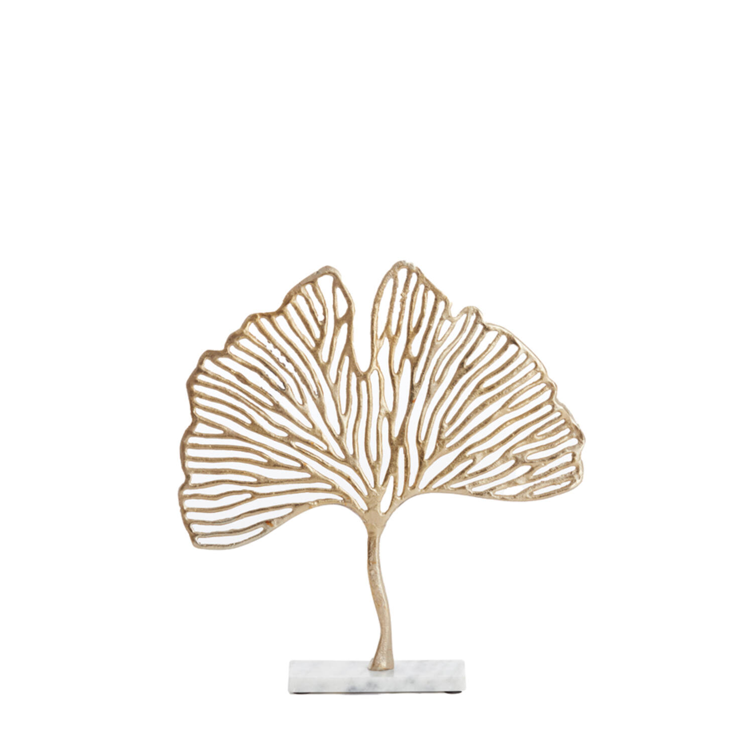 Ornament on base 36x6x39 cm LEAF gold+marble white