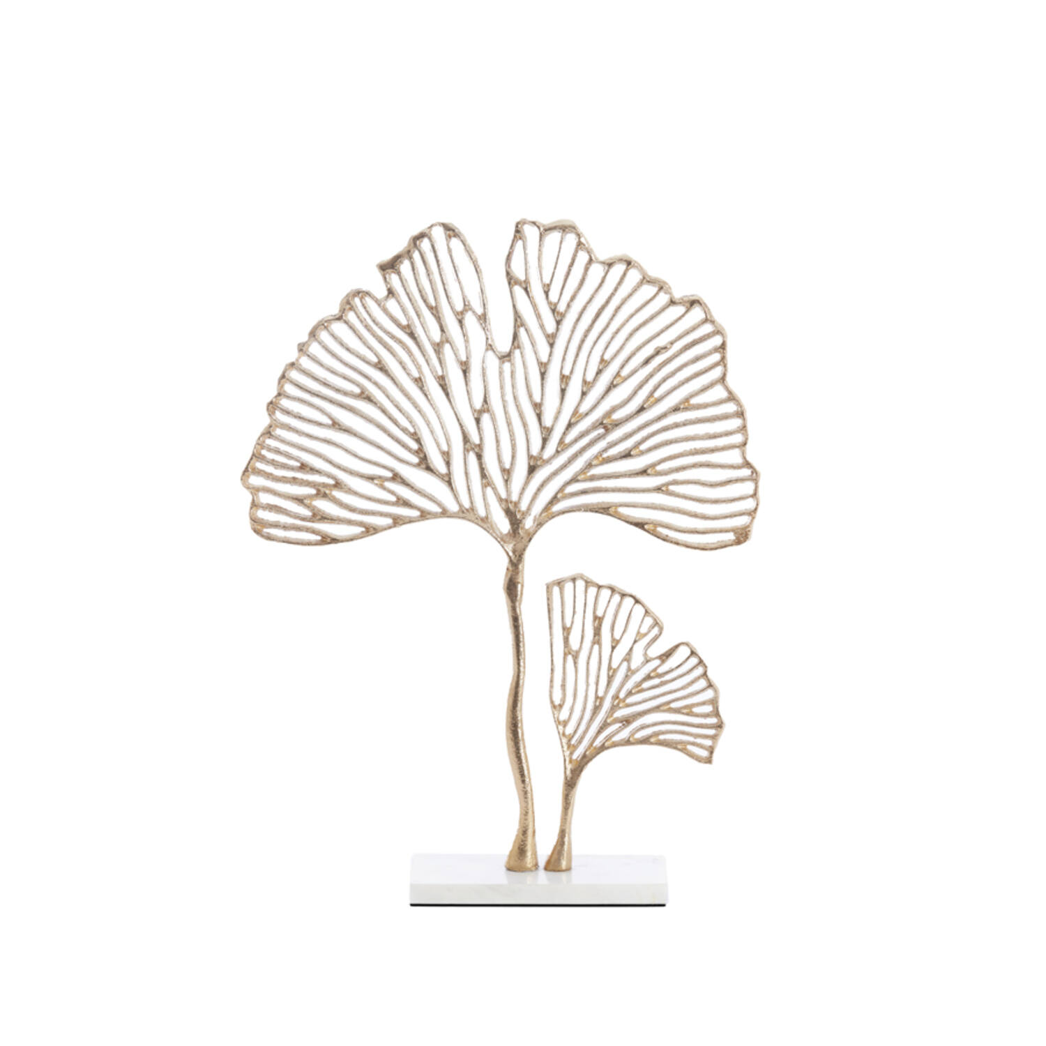 Ornament on base 36x10x48 cm LEAF gold+marble white